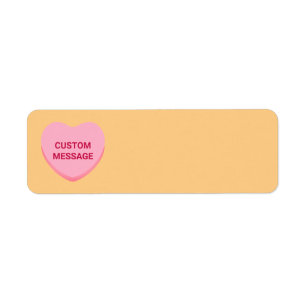 Cute orange pink custom message candy heart blank label
