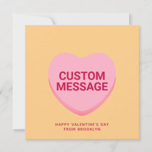 Cute orange pink custom message conversation heart card