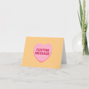 Cute orange pink custom message conversation heart card