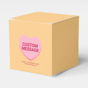 Cute orange pink custom message conversation heart favor boxes