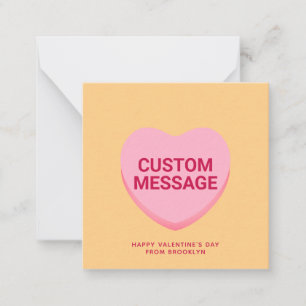 Cute orange pink custom message conversation heart note card