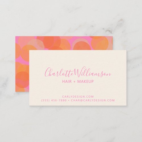 Cute Orange Pink Watercolor Modern Geometric  Business Card
