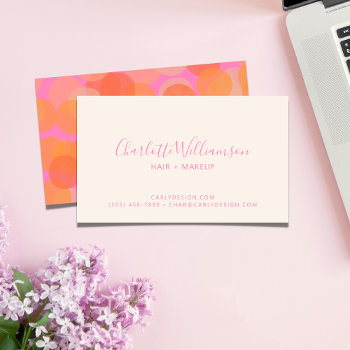 Cute Orange Pink Watercolor Modern Geometric  Business Card by JuneJournal at Zazzle