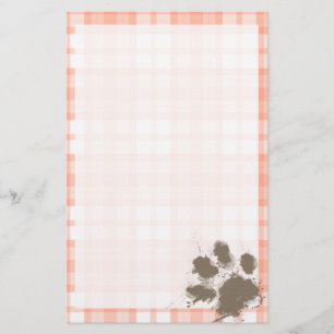 Cute Orange Plaid; Funny Dog Stationery