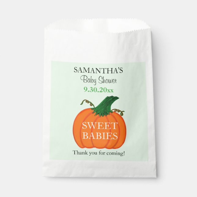 Cute Orange Pumpkin Baby Shower Favors Favor Bag (Front)
