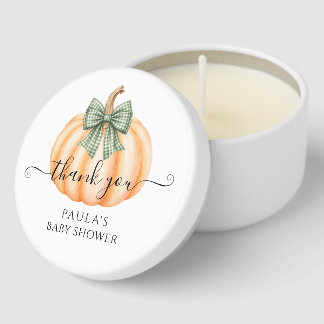 Cute Orange Pumpkin Bow Baby Shower Thank You Mini Candle Favors