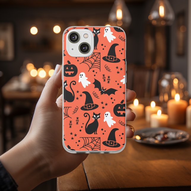Cute Orange Pumpkin Ghost Halloween Pattern Case-Mate iPhone Case (Creator Uploaded)