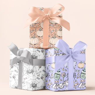 Cute Orange Pumpkin Halloween Baby Shower  Wrapping Paper Sheets