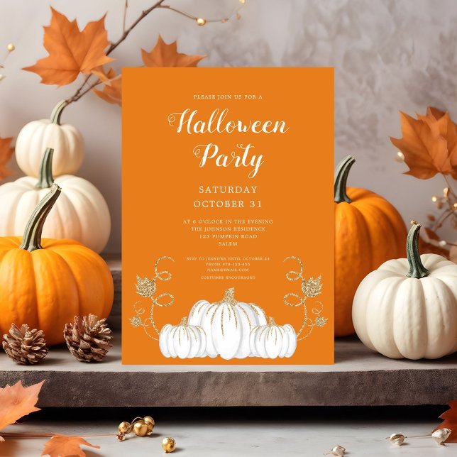 Cute Orange Pumpkin Halloween Cocktail Party Invitation (Cute Orange Pumpkin Halloween Cocktail Party Invitation)