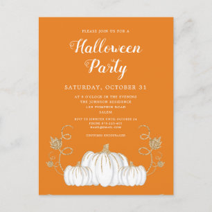 Cute Orange Pumpkin Halloween Party Postcard