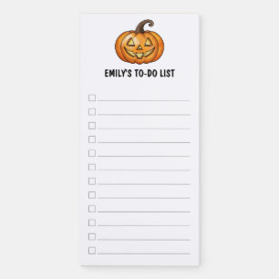 Cute Orange Pumpkin Halloween To-Do List Magnetic Notepad