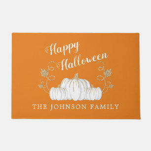 Cute Orange Pumpkin Happy Halloween  Doormat