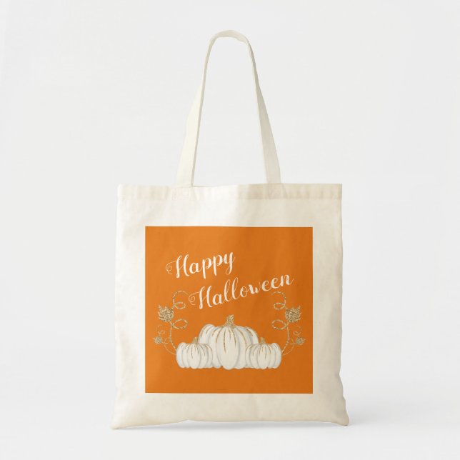 Cute Orange Pumpkin Happy Halloween  Tote Bag (Front)
