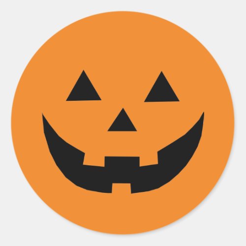 Cute orange pumpkin Jack o lantern fun Halloween Classic Round Sticker