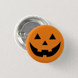 Cute orange pumpkin Jack o lantern Halloween Button