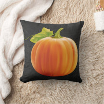 Cute Orange Pumpkin On Black Gray Chalkboard