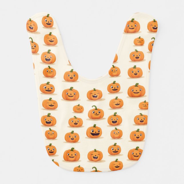 Cute Orange Pumpkins Baby Bib (Front)