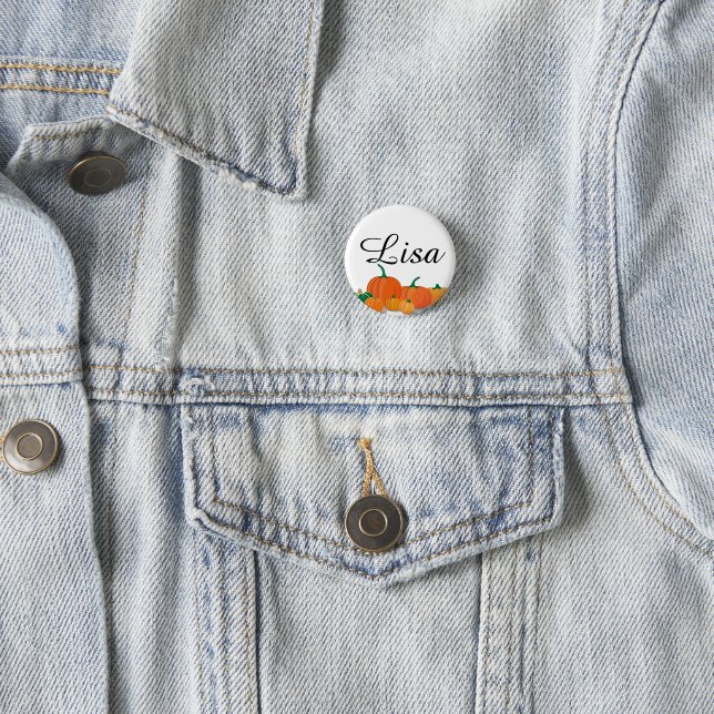 Cute Orange Pumpkins Button (In Situ)