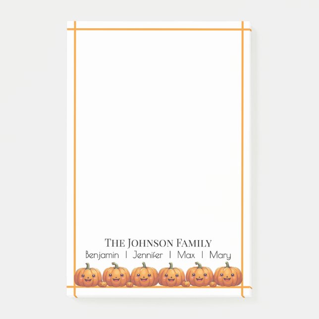 Cute Orange Pumpkins  Fall Post-it Notes (Front)