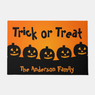 Cute Orange Pumpkins Trick or Treat, Halloween Doormat