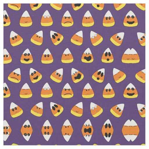 Cute Orange Purple Halloween Emoji Candy Corn Fabric