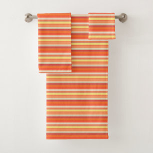 Cute orange red stripes bath towel set