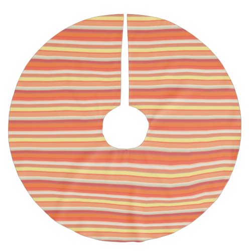 Cute orange red stripes  brushed polyester tree skirt