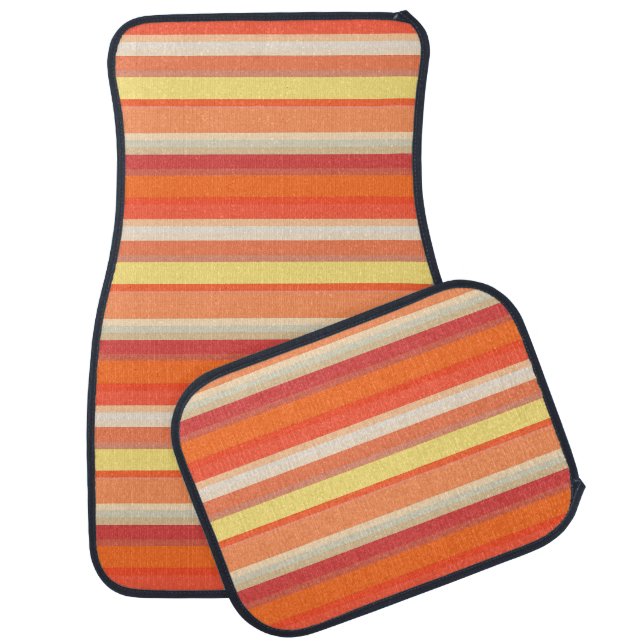 Cute orange red stripes  car floor mat (Set)