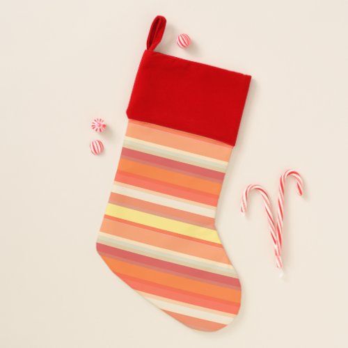 Cute orange red stripes  christmas stocking