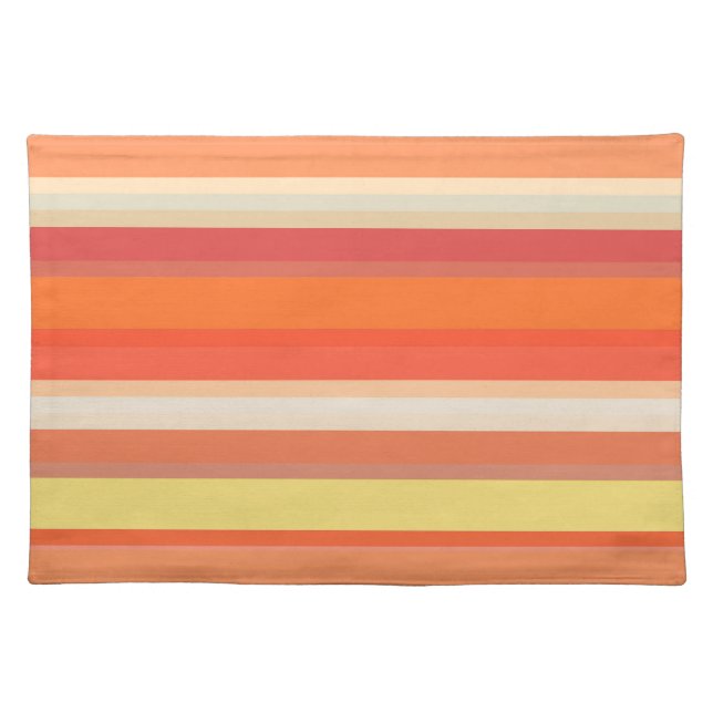 Cute orange red stripes  cloth placemat (Front)