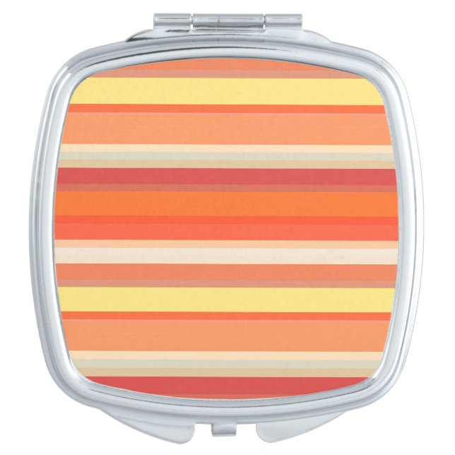 Cute orange red stripes  compact mirror (Front)