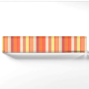 Cute orange red stripes desk name plate