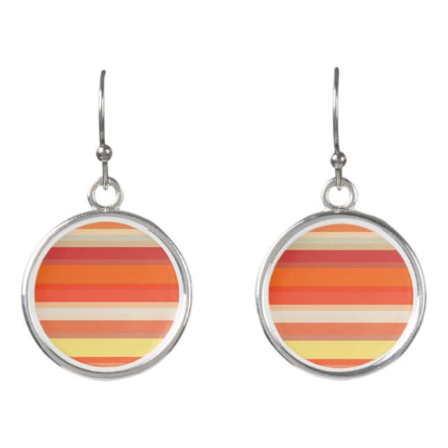 Cute orange red stripes  earrings (Front)