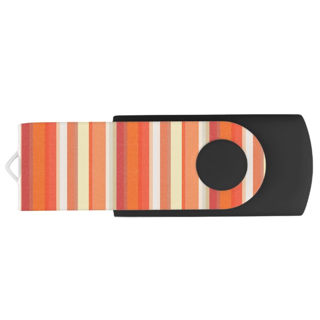 Cute orange red stripes  flash drive (Back)