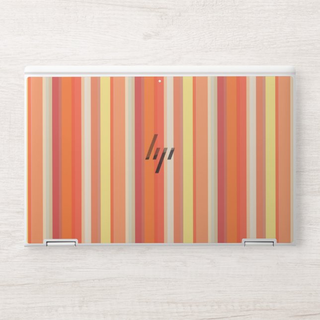 Cute orange red stripes  HP laptop skin (Front)