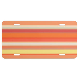 Cute orange red stripes  license plate