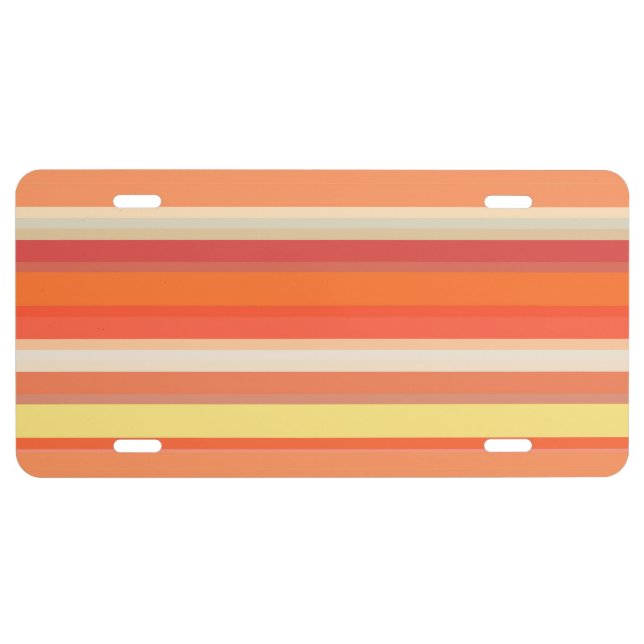 Cute orange red stripes  license plate (Front)