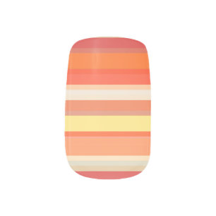 Cute orange red stripes  minx nail art