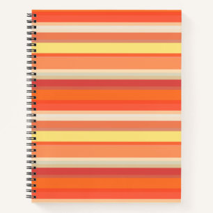 Cute orange red stripes notebook