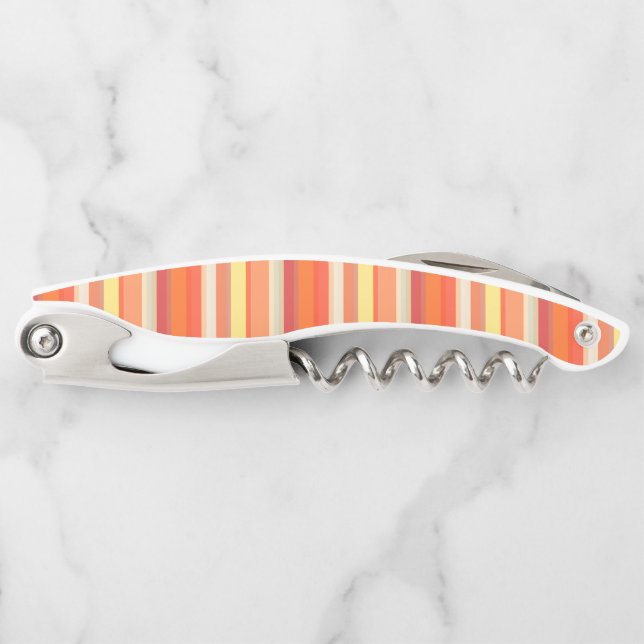 Cute orange red stripes  waiter's corkscrew (Front)