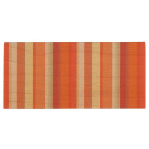 Cute orange red stripes  wood flash drive