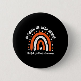 Cute Orange Ribbon Ms Warrior Multiple Sclerosis A Button