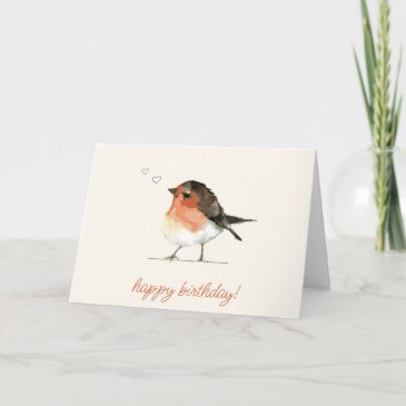 Cute Orange Robin - Simple Elegant Birthday