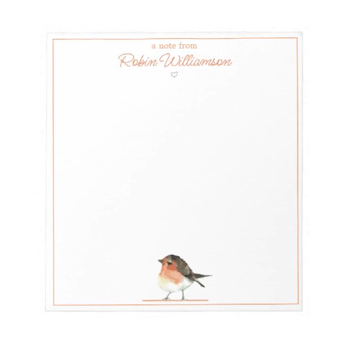 Cute Orange Robin _ Simple Elegant  Notepad