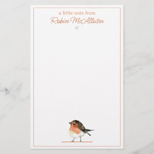 Cute Orange Robin _ Simple Elegant  Stationery