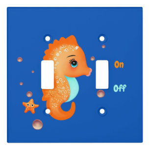 Cute orange seahorse light switch cover