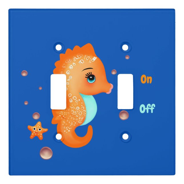 Cute orange seahorse light switch cover (Front)