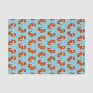 cute orange seahorse print tissue paper