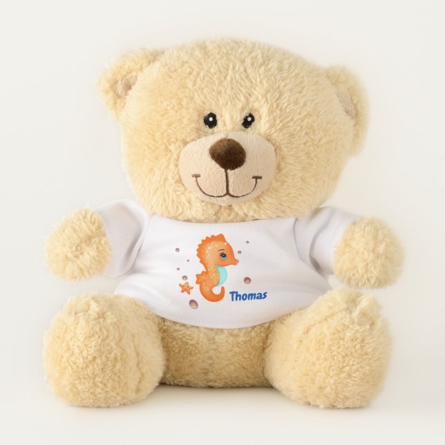 Cute orange seahorse teddy bear (Front)