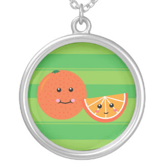 Cute Orange Silver Plated Necklace